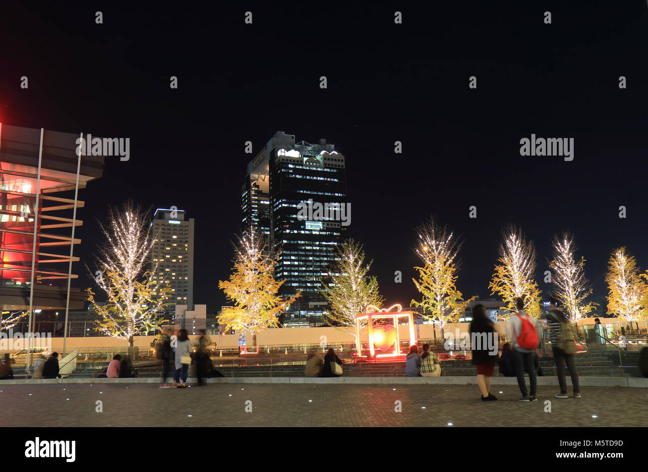 People visit Christmas illumination at Osaka train station in Osaka Japan Stock Photo