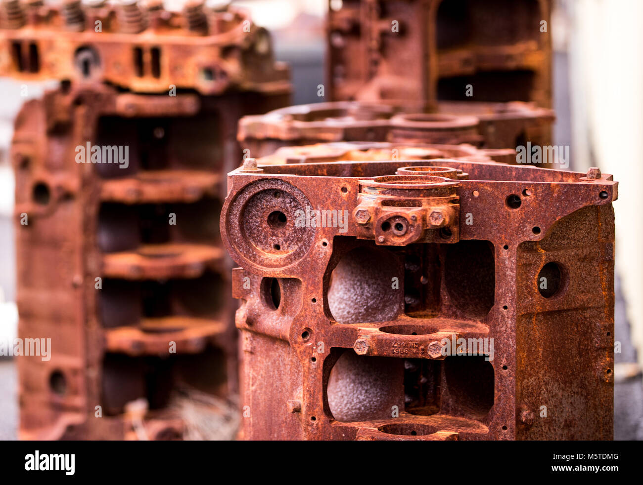 Rusty dismantled engine blocks Stock Photo Alamy