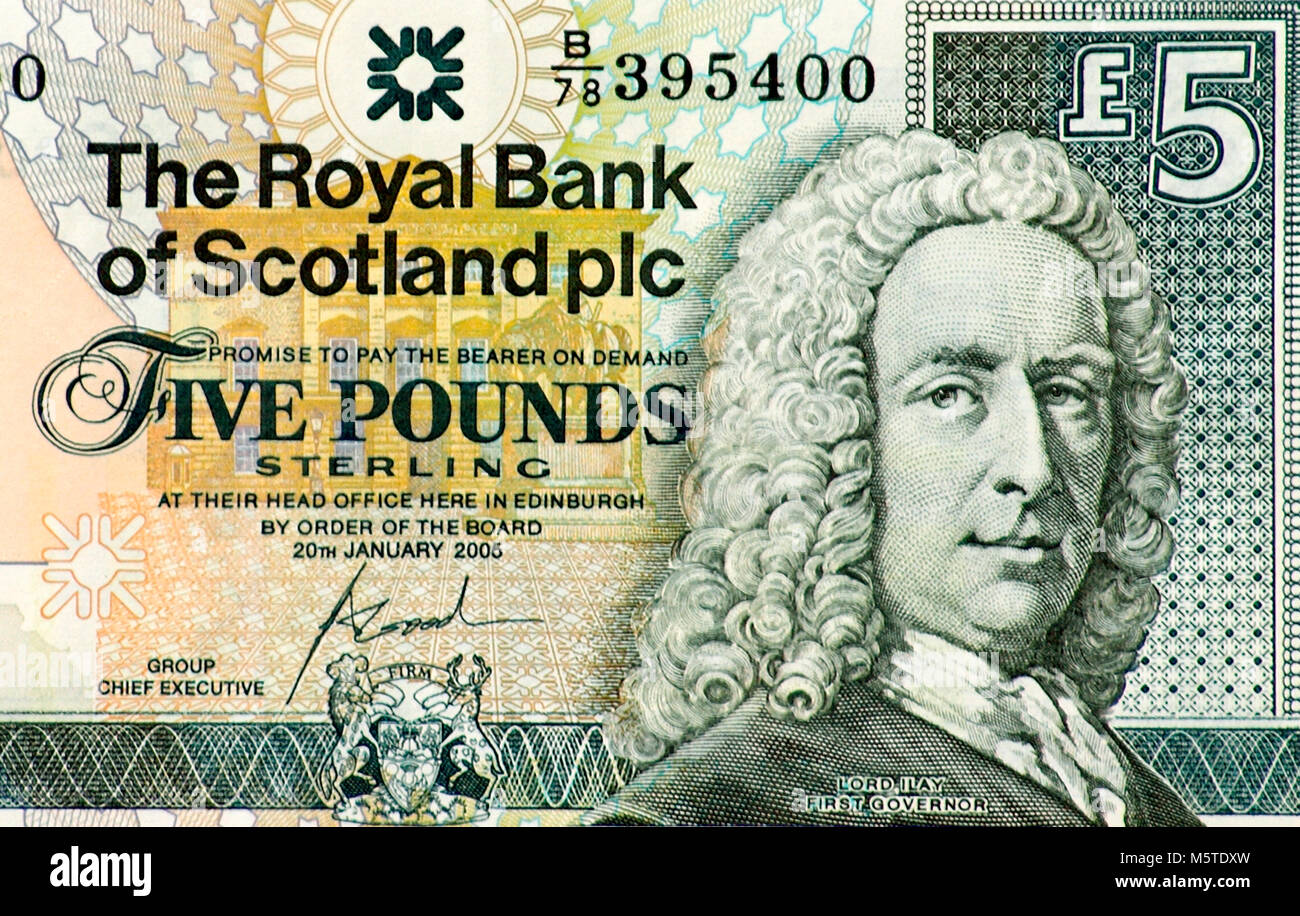 Scotland Five 5 Pound Bank Note Stock Photo
