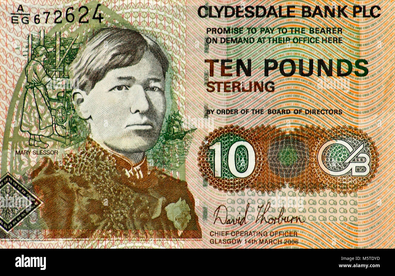 Scotland Ten 10 Pound Bank Note Stock Photo