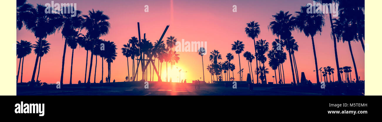 Venice Beach Panorama Sunset Views Stock Photo - Alamy