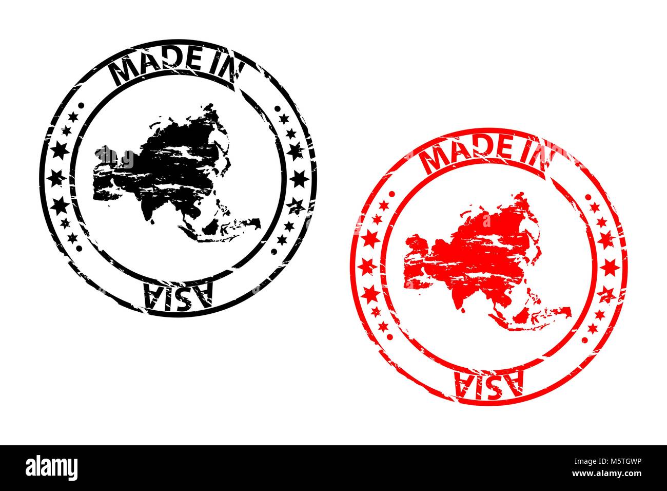 Made In Asia Rubber Stamp Vector Asia Continent Map Pattern Black And Red Stock Vector Image Art Alamy