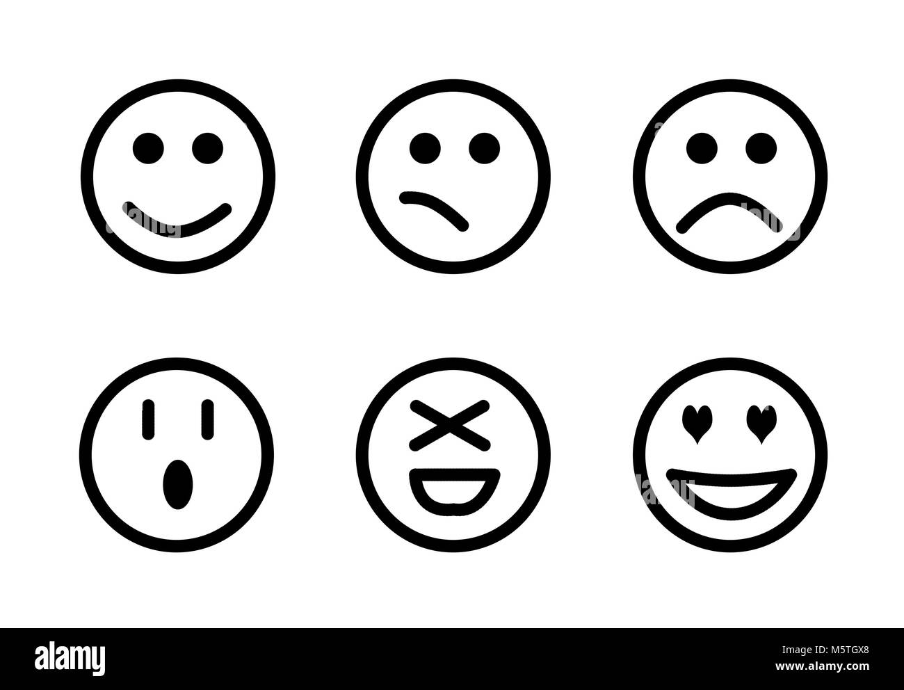 Set of emoji, Smileys set. Isolated faces expression illustration Stock Photo