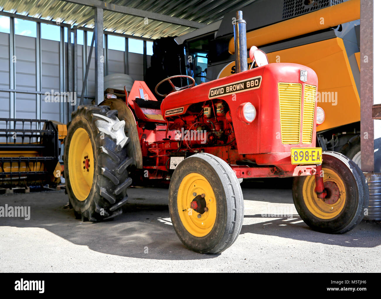 LOIMAA, FINLAND - APRIL 25, 2015: The Classic David Brown 880 Implematic tractor was manufactured in England between 1961–1965. Stock Photo