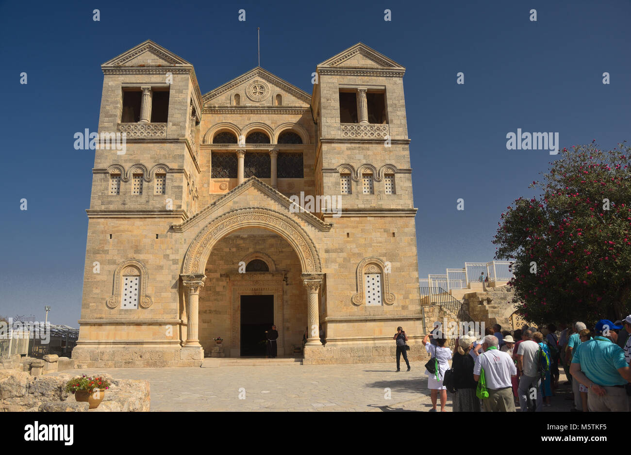 Franciscans monastery (Basilica of the Transfiguration) at the mount Tabor (Har Tavor) in northern Israel. The picture was made on September 22, 2017. Stock Photo