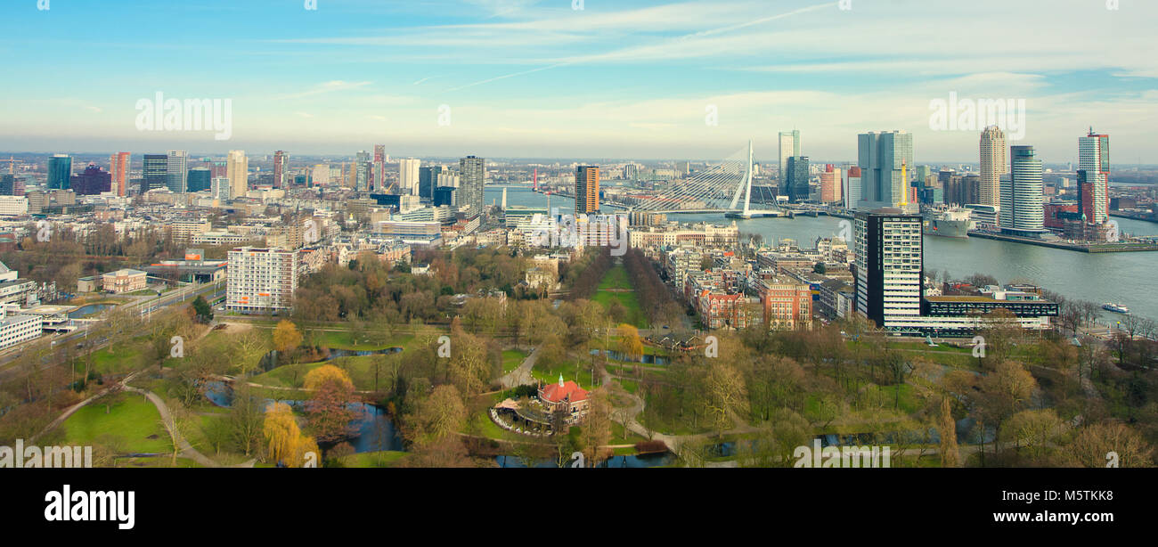 View of Rotterdam from the tower at the harbor. Stock Photo