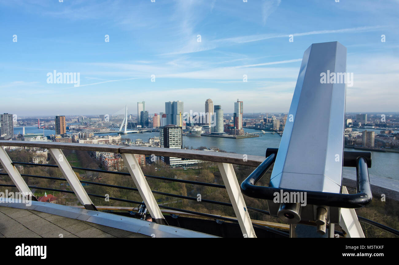 View of Rotterdam from the tower at the harbor. Stock Photo