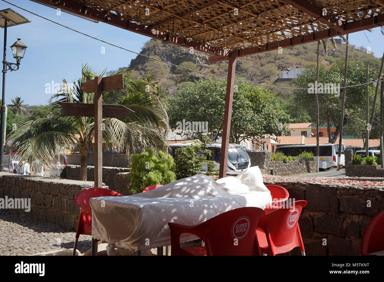 Restaurant in Cidade Velha, Santiago, Cape Verde Stock Photo