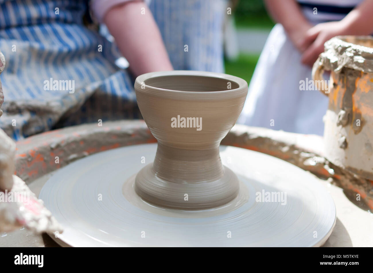 Pottery formation process of the clay dish with traditional method as