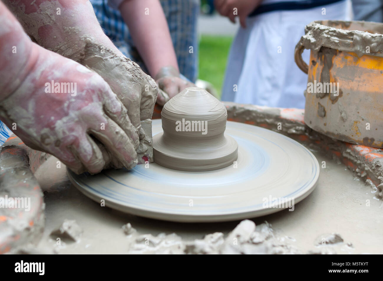 Pottery formation process of the clay dish with traditional method as