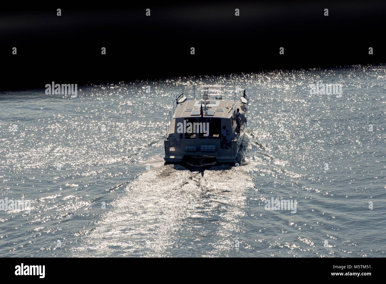 A motorboat speeding on the sea in Istanbul, Turkey Stock Photo - Alamy