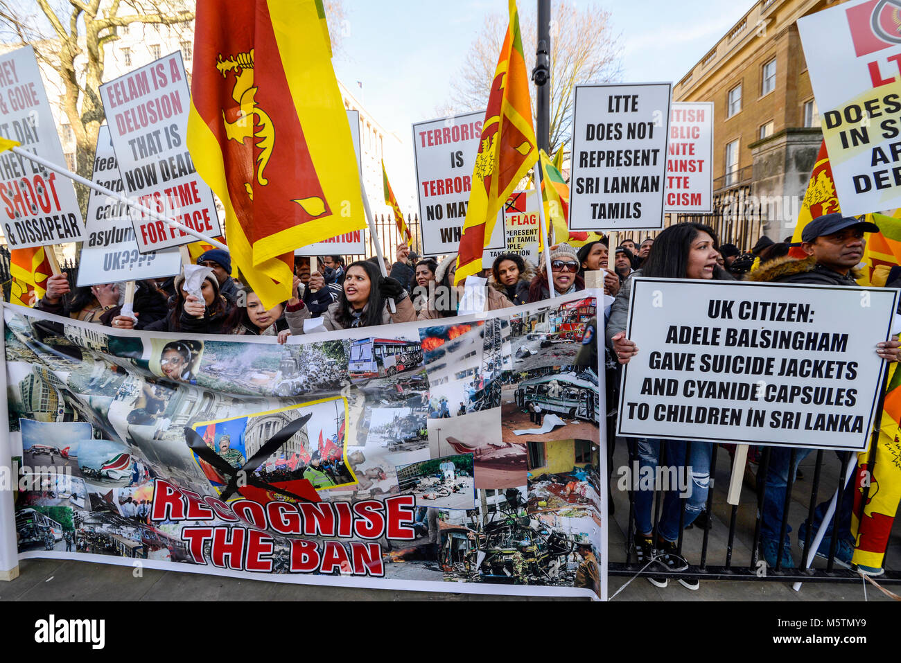 A protest took place in Whitehall, London against the actions of the Liberation Tigers of Tamil Eelam LTTE in Sri Lanka Stock Photo