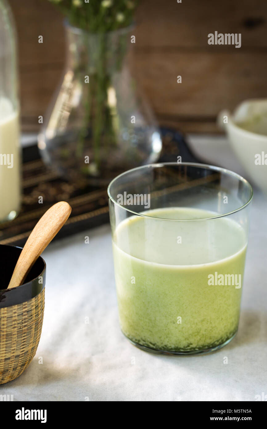 Matcha with homemade Soy milk by some ingredients Stock Photo Alamy