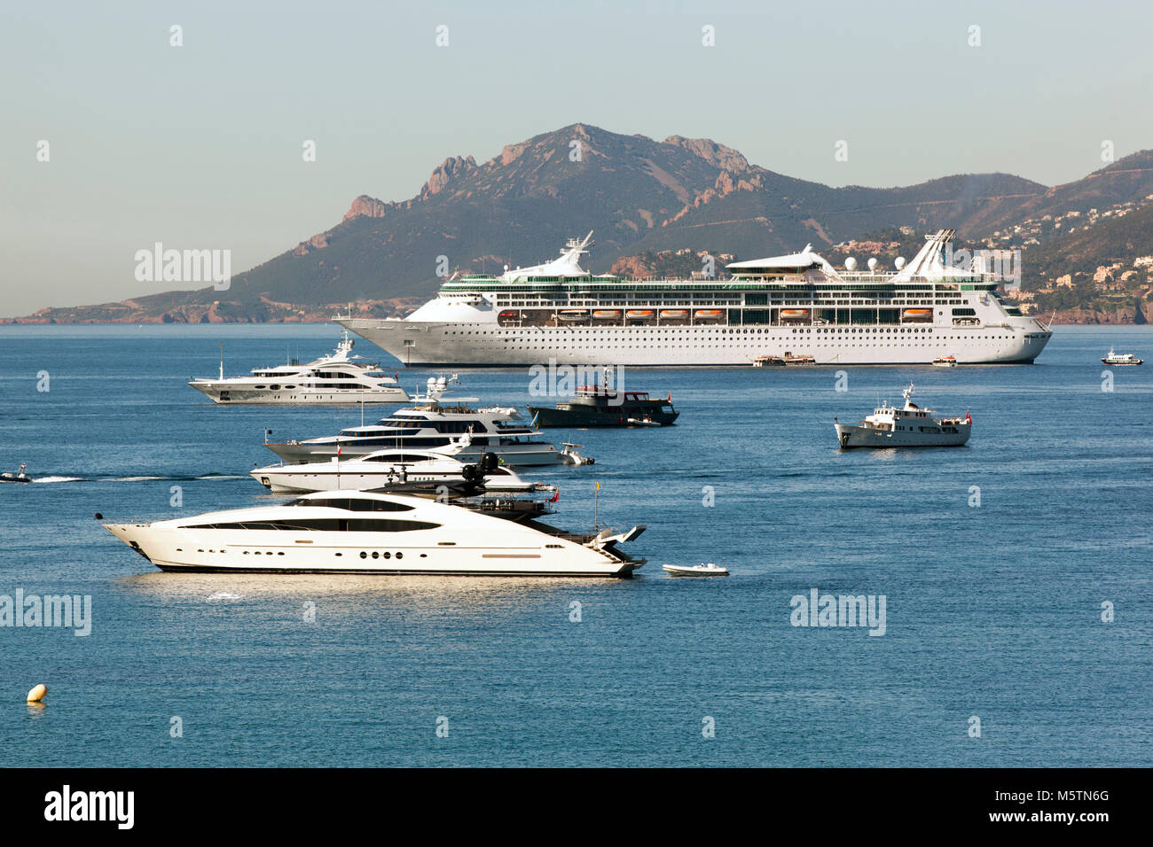 Luxury boats and a cruise ship in Cannes, France Stock Photo Alamy