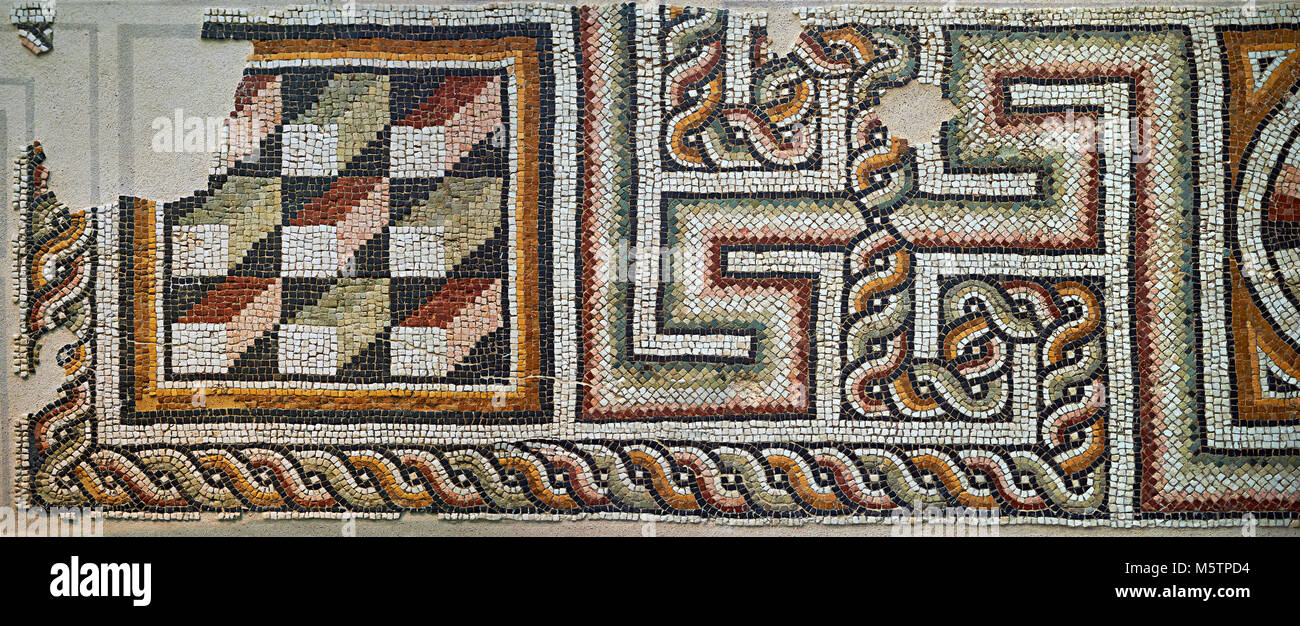 Geometric Roman mosaics, Eastern Mediterranean, 4th century AD. The Louvre Museum, Paris Stock Photo