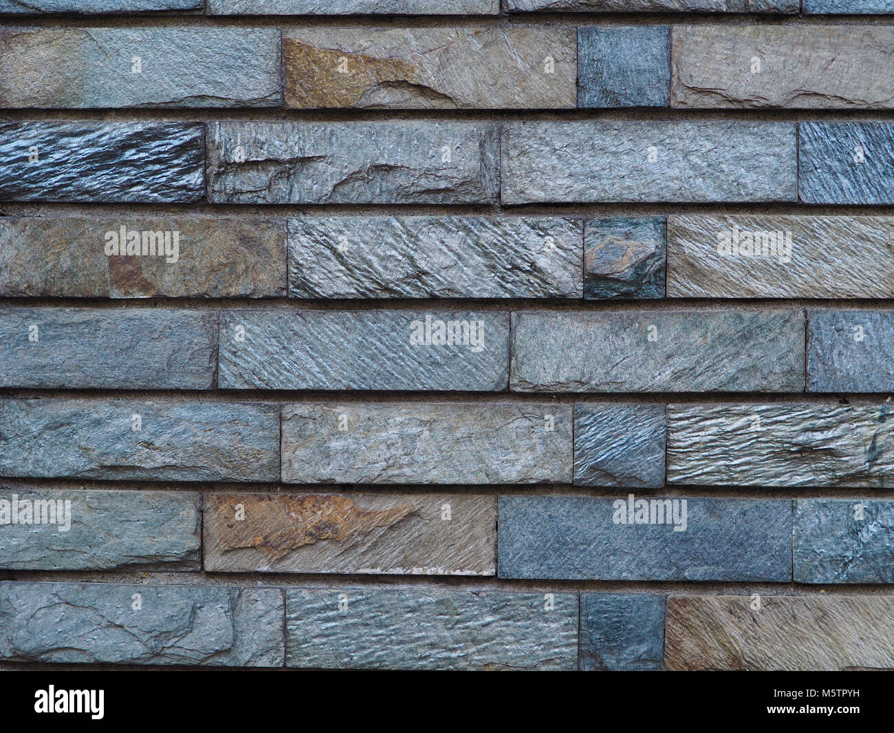 Slate Tile Brick Work Background Photograph Rough Cut Textured Slate Stone Brick Shaped Tiles Natural Blue