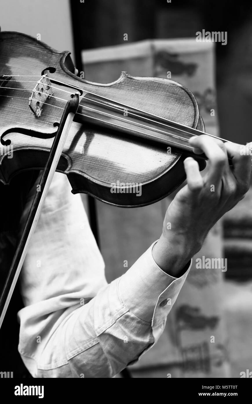 violin played by the musician Stock Photo