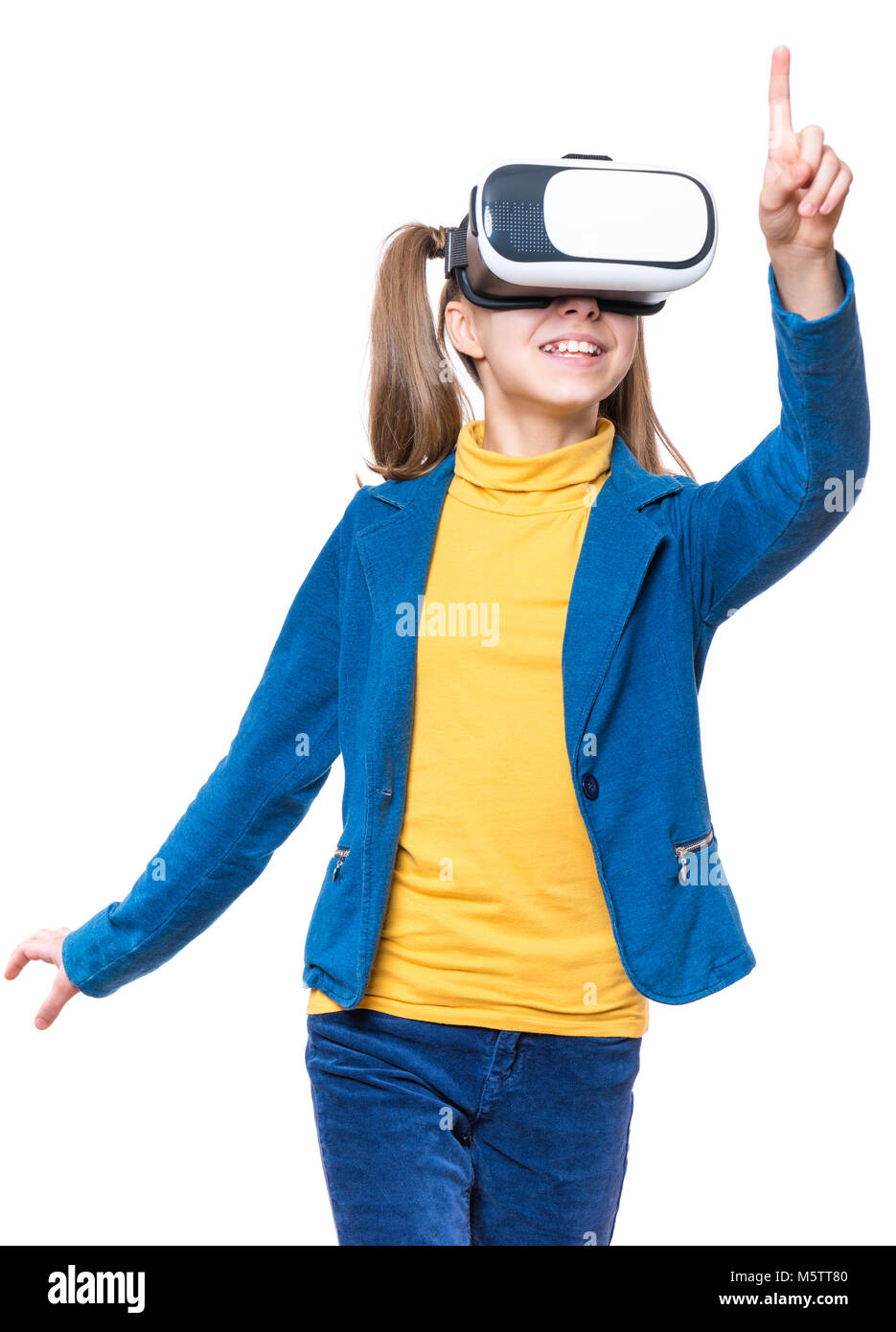 Little girl with VR glasses Stock Photo