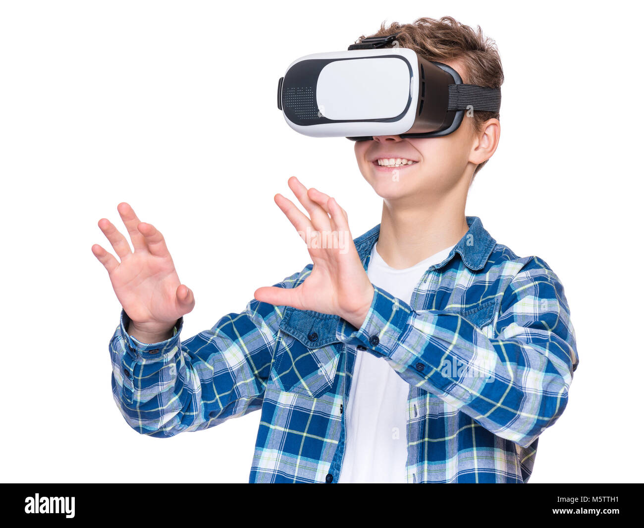 boy with VR glasses Photo Alamy