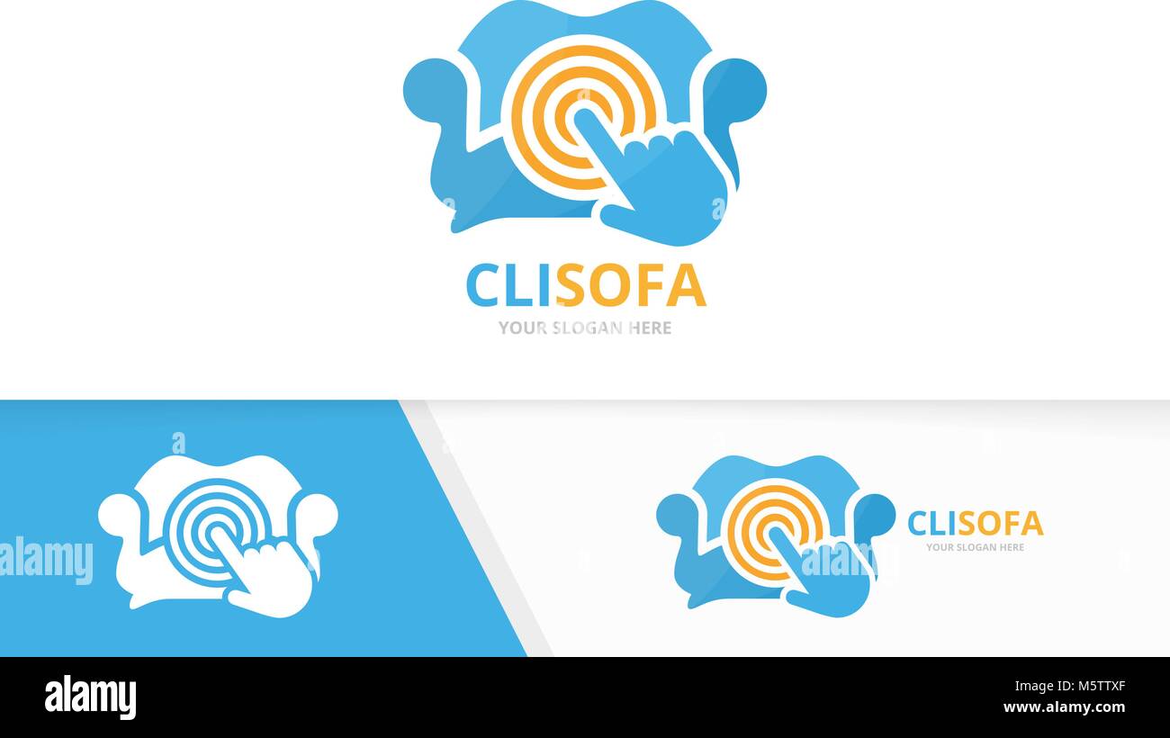 Vector sofa and click logo combination. Couch and cursor symbol or icon ...
