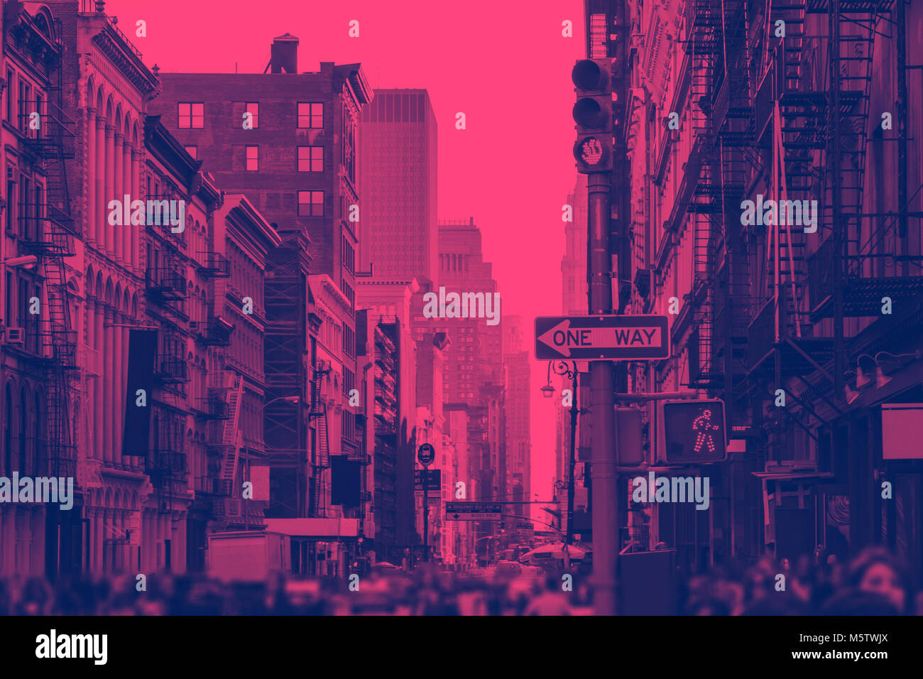 SoHo New York City in Pink and Blue Stock Photo