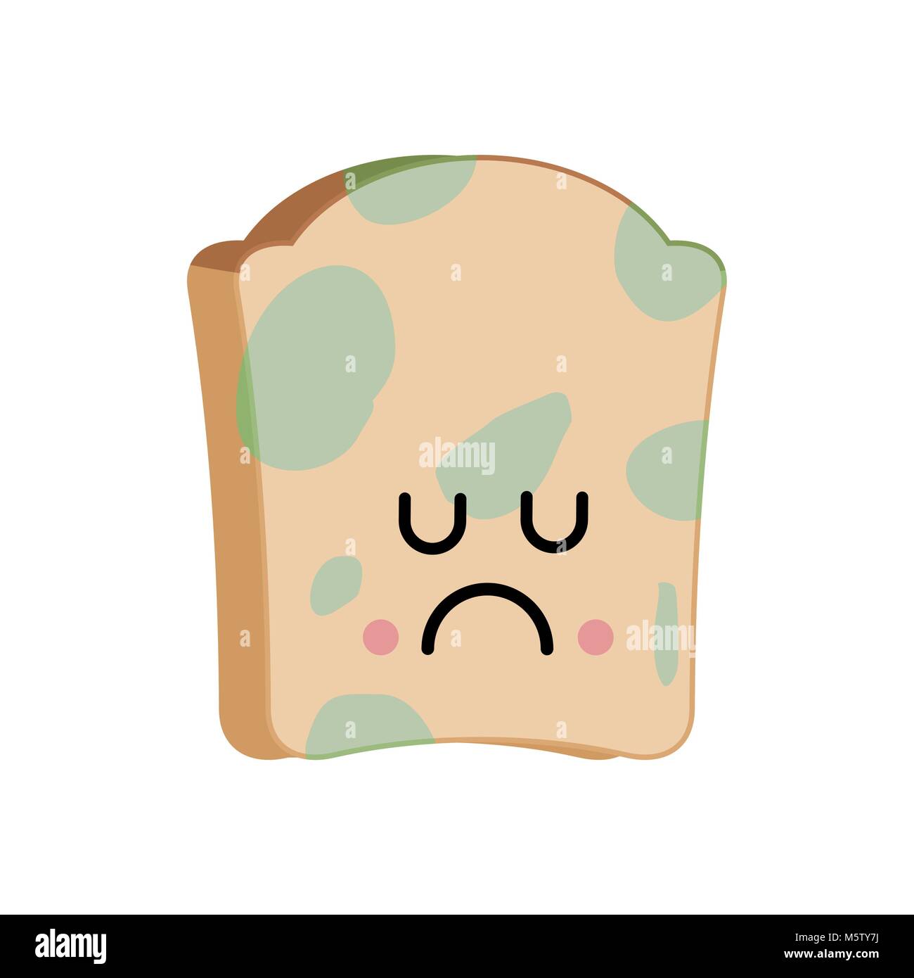 Sad bread with mold emoji. Foul food vector illustration Stock Vector