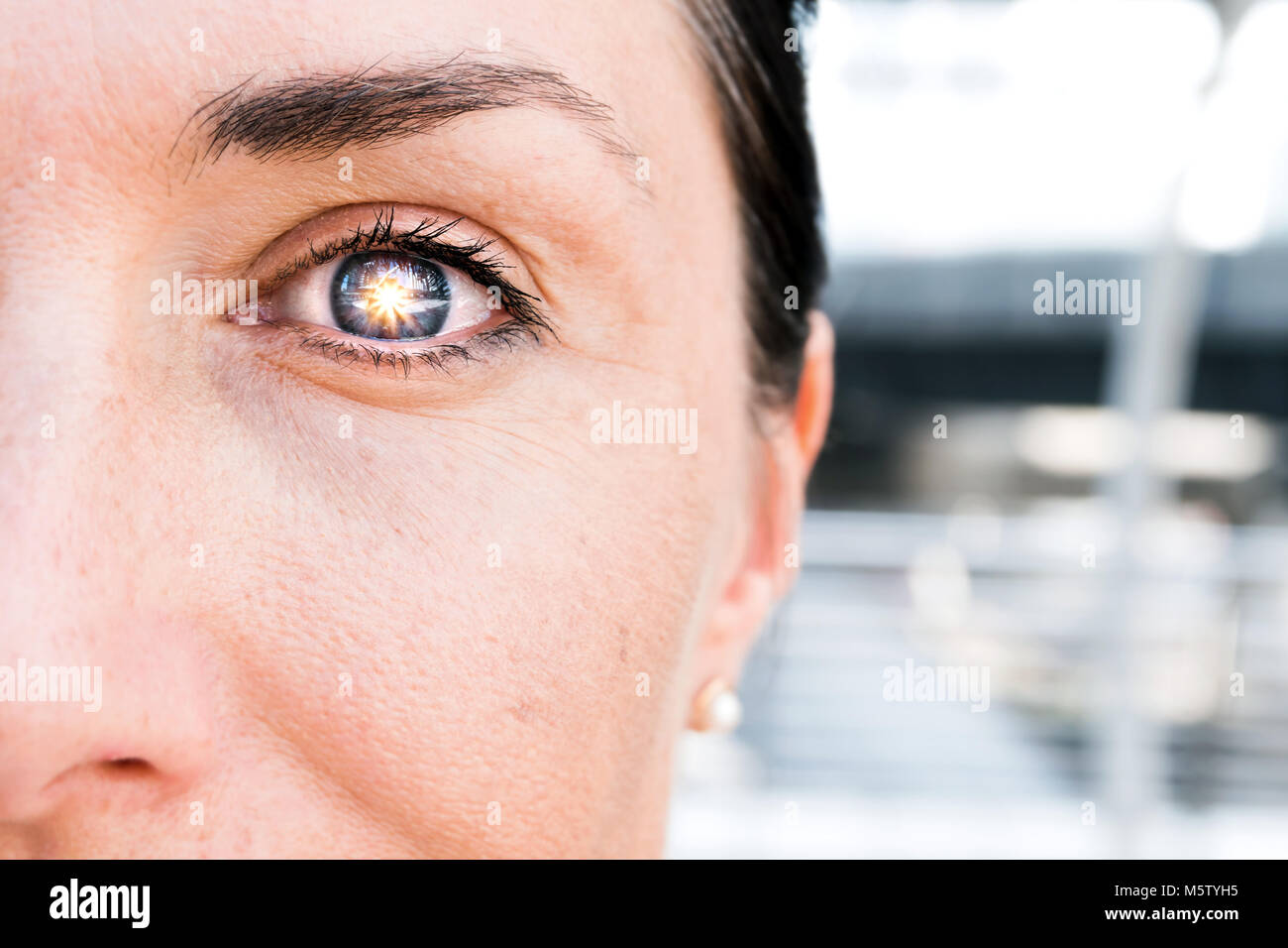 Artificial intelligence , deep learning technology trend concept. AI learns to detect diabetic eye disease. Stock Photo