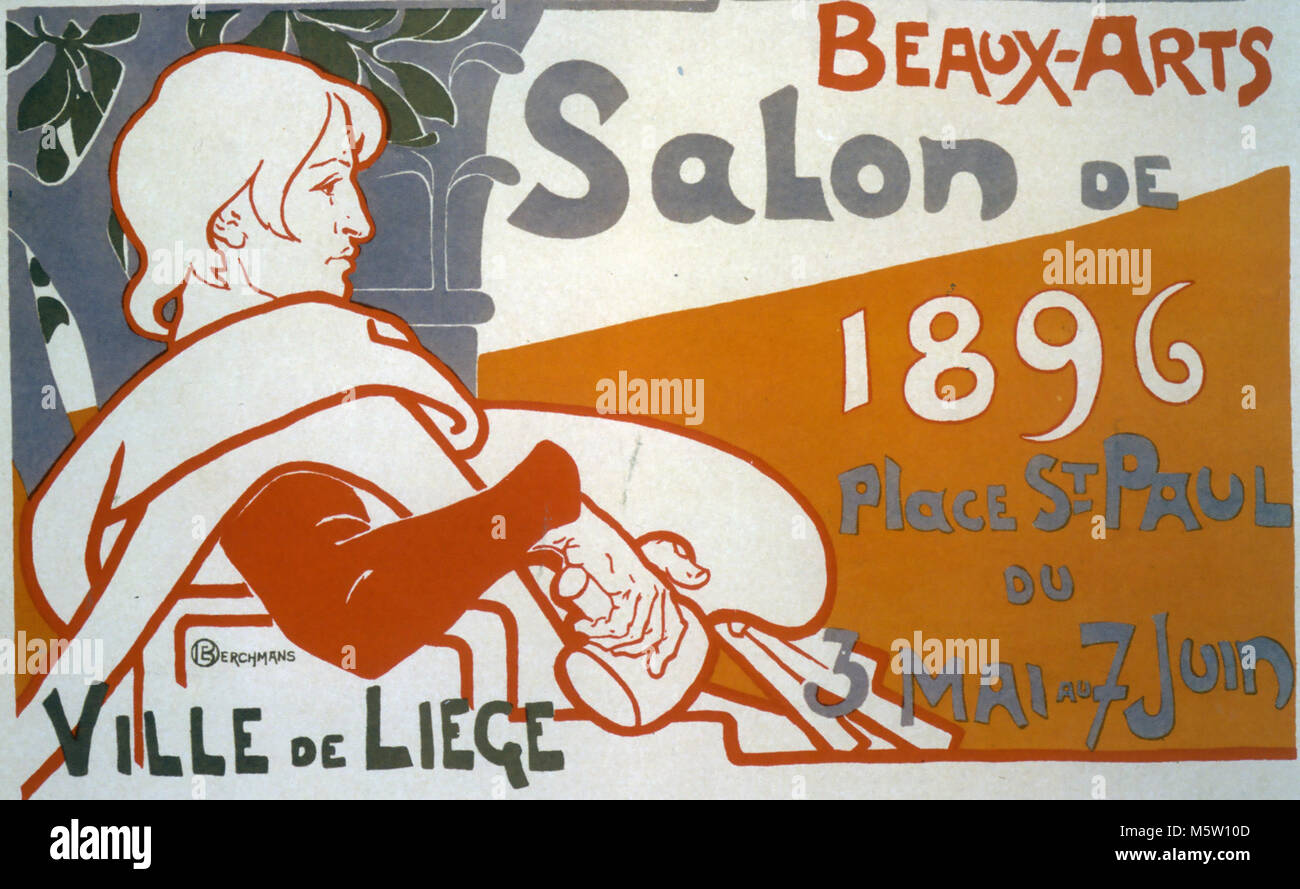 ECOLE DE BEAUX-ARTS Salon show in Liege in 1896 Stock Photo