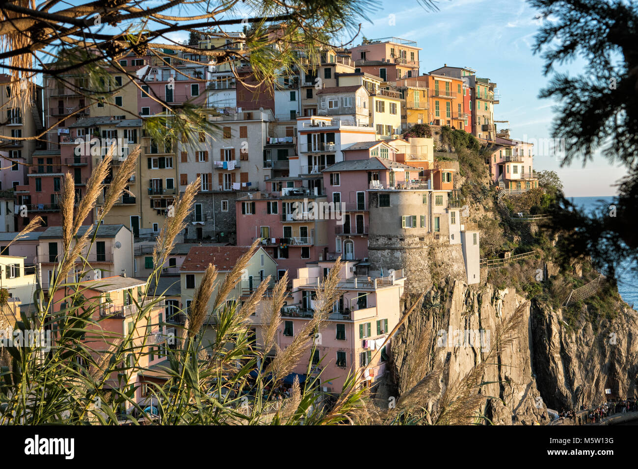 Close up on the village of Manarola in the Cinque Terre, Liguria, Italy Stock Photo