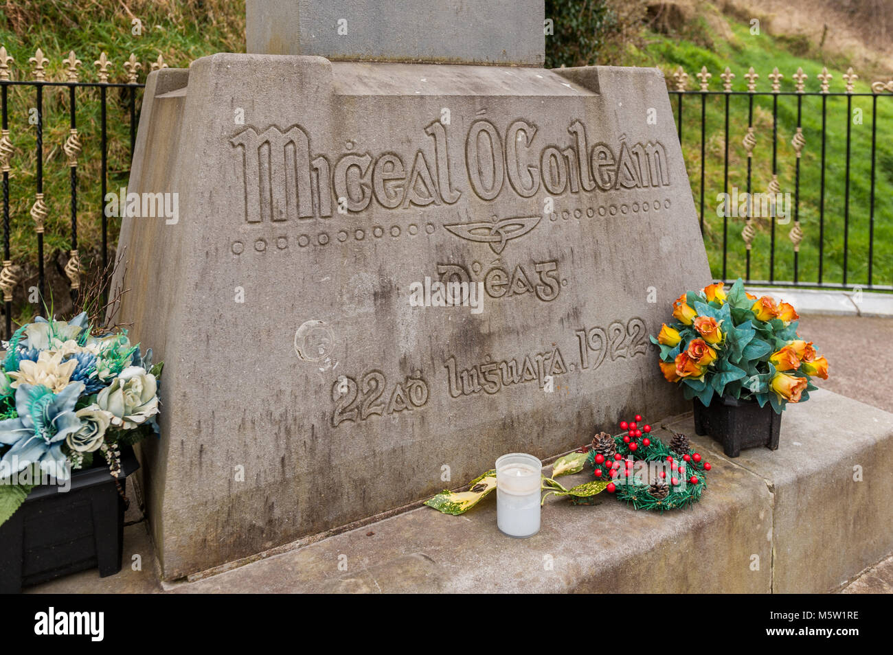 Roadside memorial at Beal na Blath, County Cork, Ireland to mark Michal Collins assassination in the 1922 ambush. Stock Photo