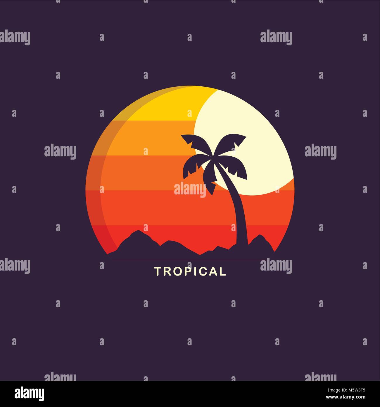 beach time tropical island summer vacation vector art logo template ...
