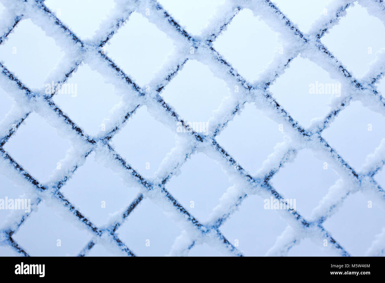 winter lattice in the frost texture metal rhombus Stock Photo