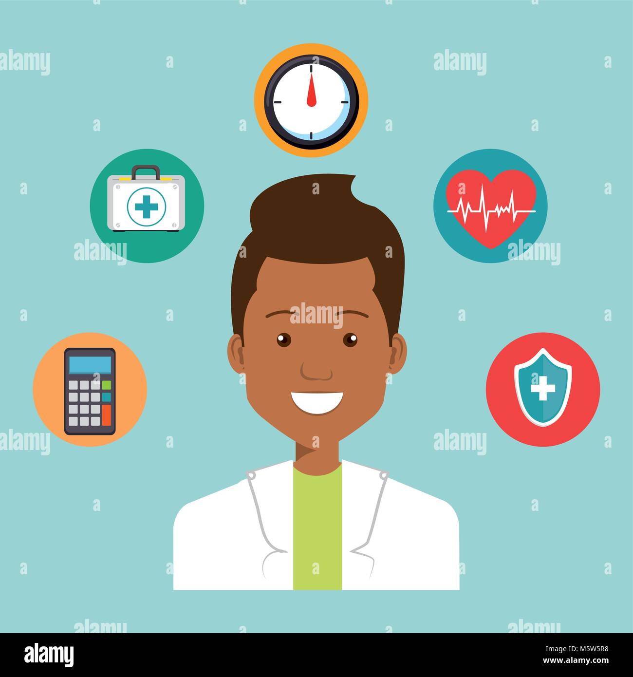 male doctor with medical icons vector illustration design Stock Vector ...