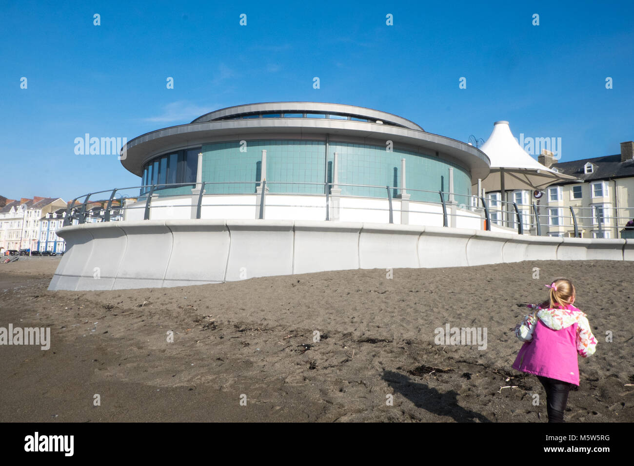 new,Bandstand,Aberystwyth Beach,Aberystwyth,Cardigan Bay,West,Wales,U.K,UK,Europe,European, Stock Photo