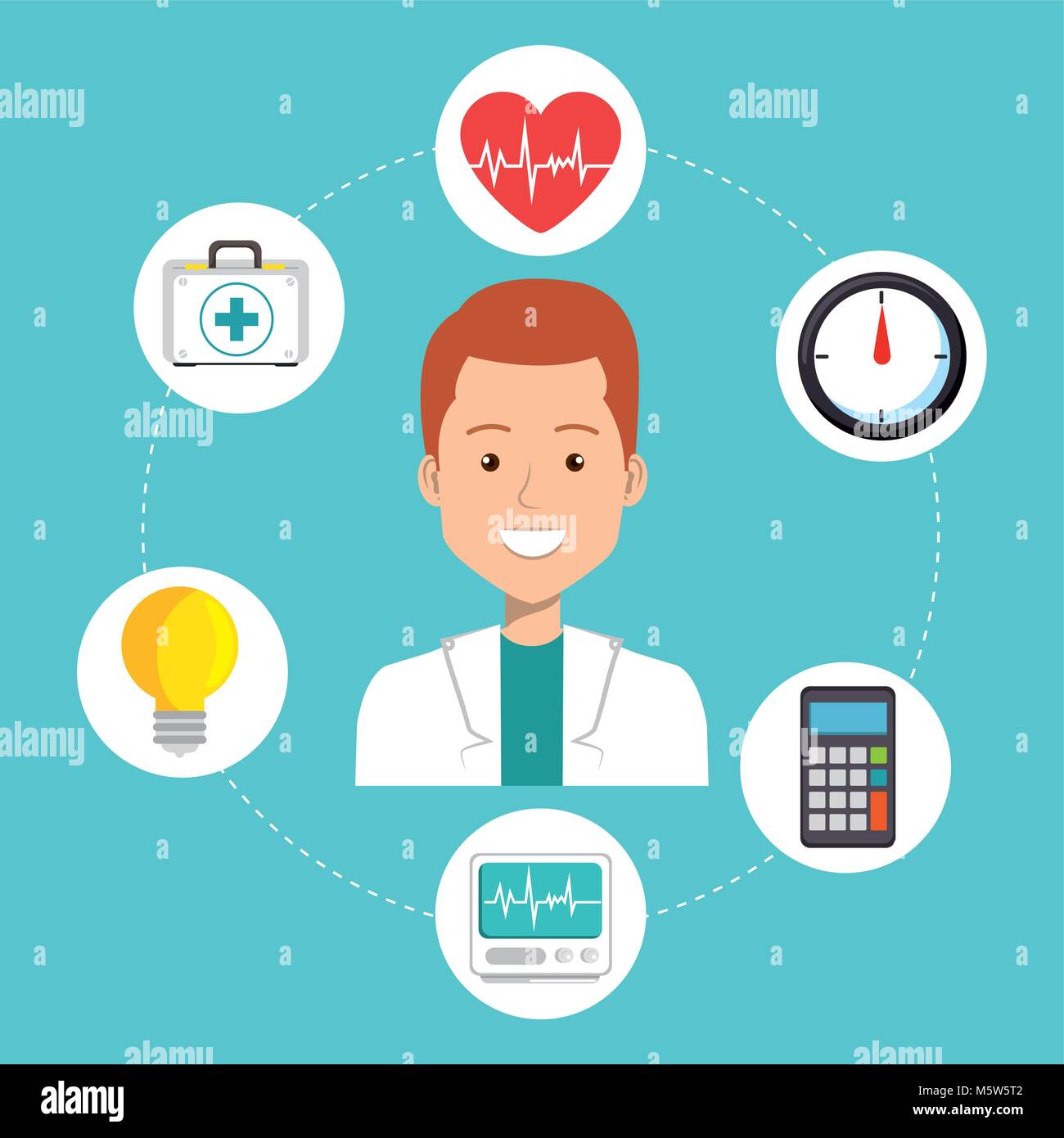 male doctor with medical icons vector illustration design Stock Vector ...