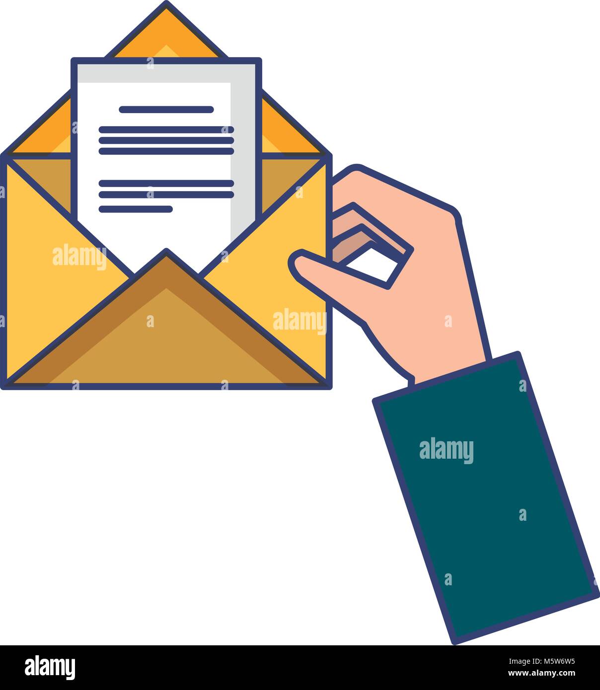 hand with envelope mail isolated icon vector illustration design Stock ...