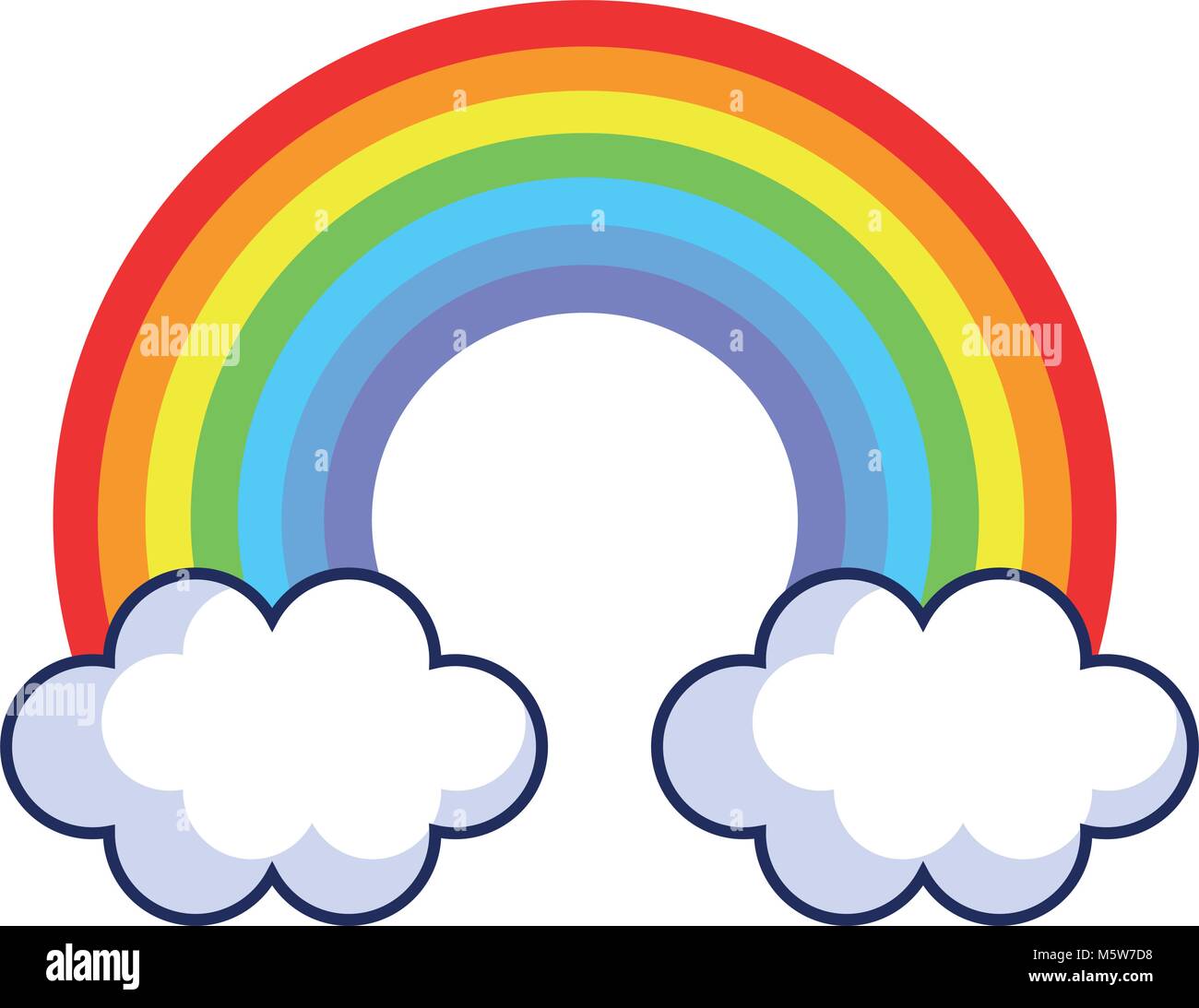 cute rainbown with clouds vector illustration design Stock Vector Image ...