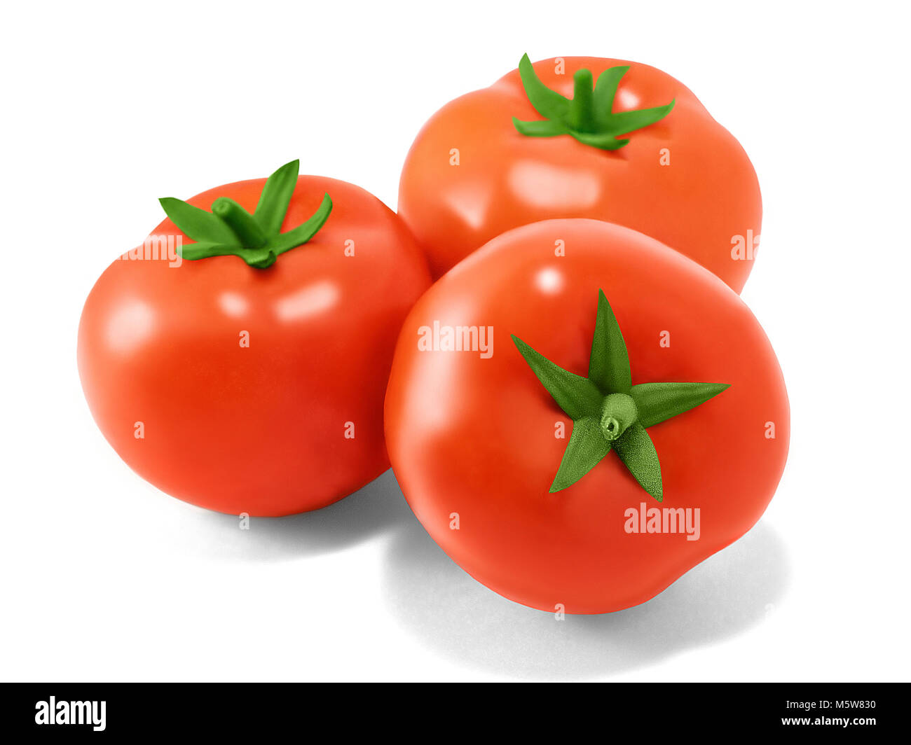 Fresh tomatoes isolated Three ripe tomatoes isolated on white ...