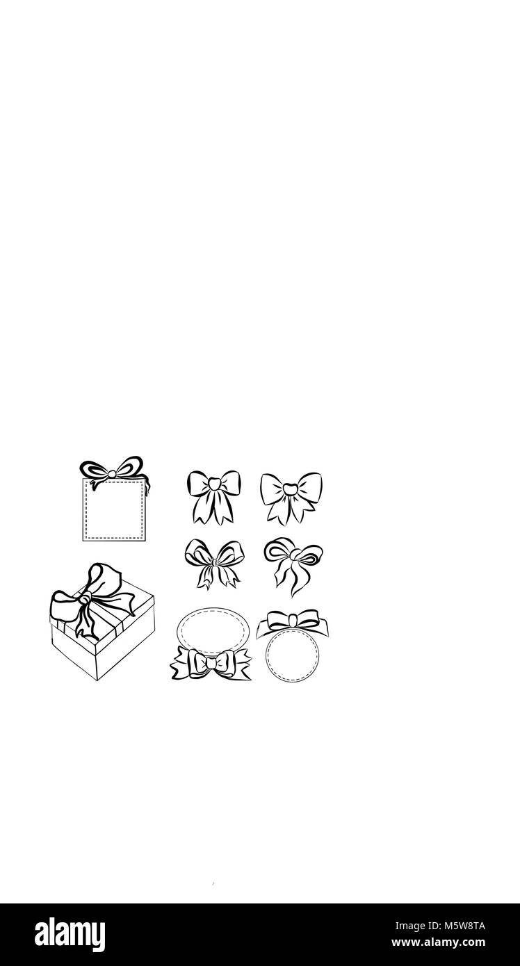 Sketch gift bows. Hand drawn graphic elements for your design. set bows ...