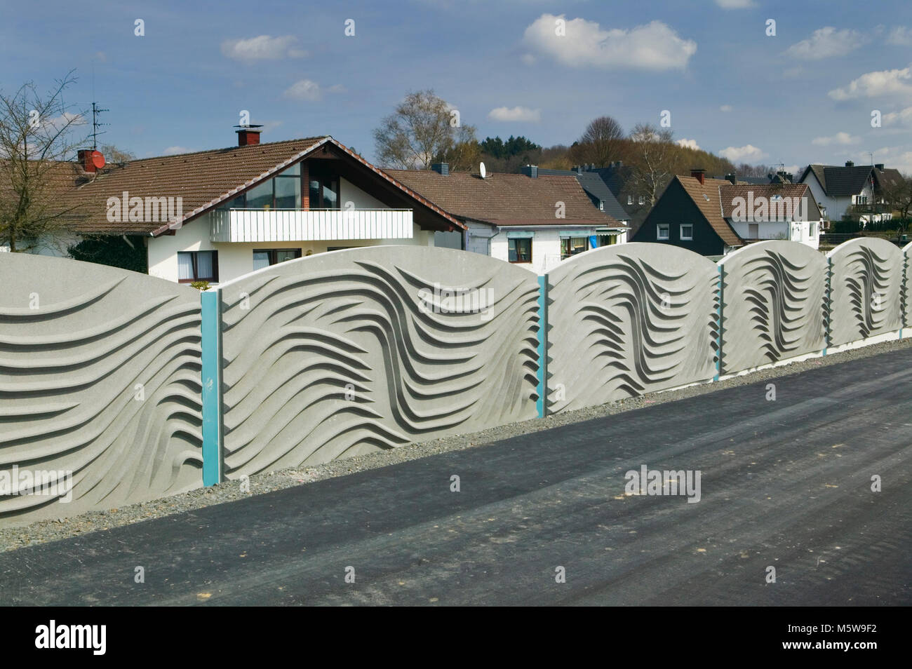 A noise barrier at Meinerzhagen, North Rhine-Westphalia, Germany, Europe Stock Photo