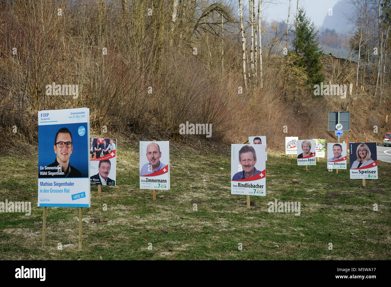Election posters for parlamentary elections in Canton Bern along