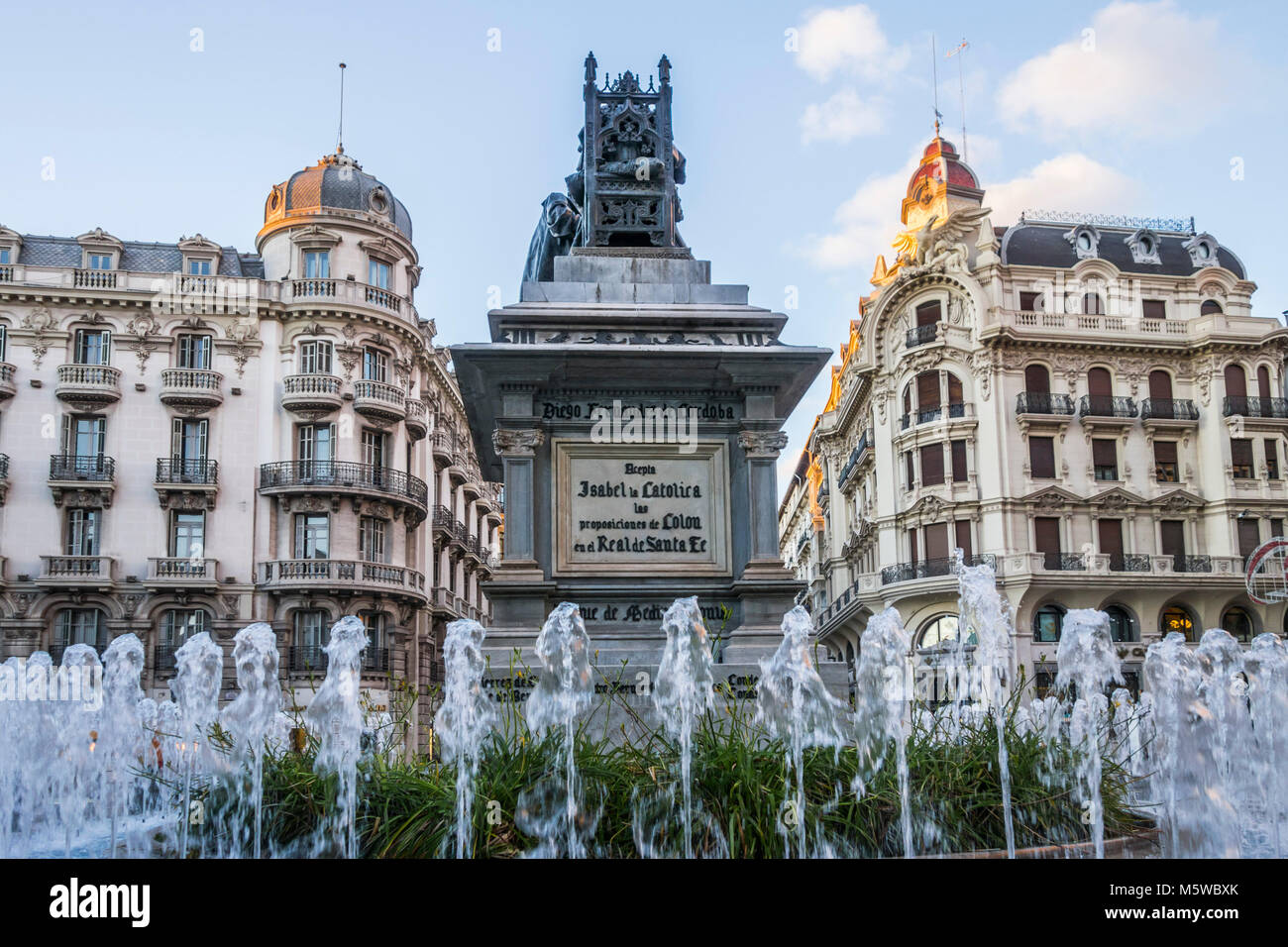 City center, fountain square,plaza isabel la catolica in Granada, Spain