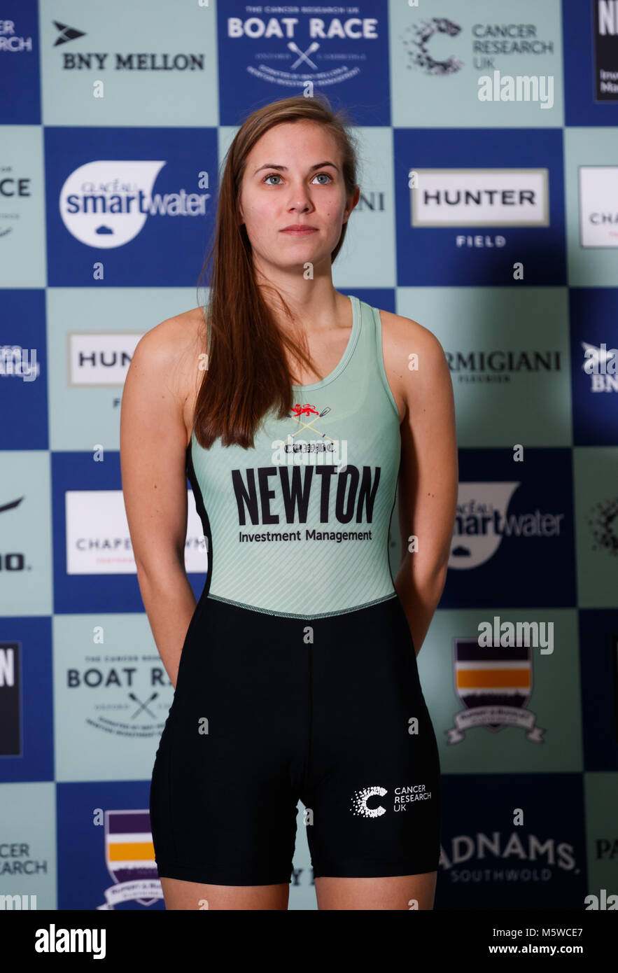 Cambridge women's Sophie Shapter during the Boat Race crew announcement and weigh in media day