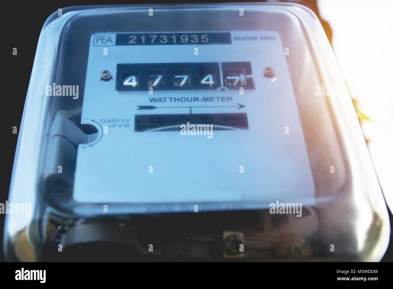 Electric power meter measuring power usage. Watt hour electric meter