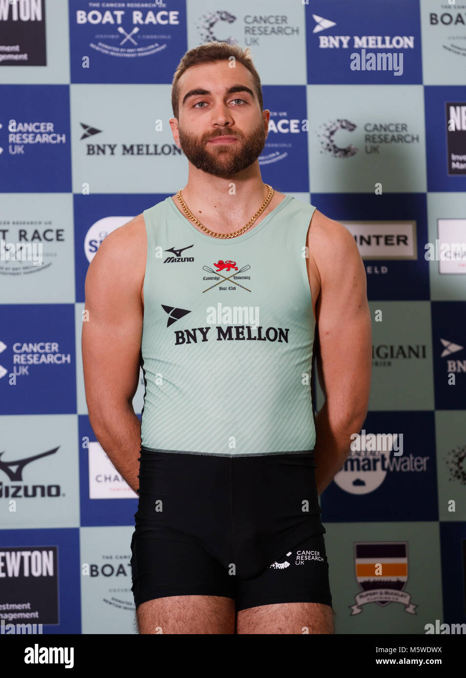 Cambridge's Dara Alizadeh during the Boat Race crew announcement and weigh in media day at City