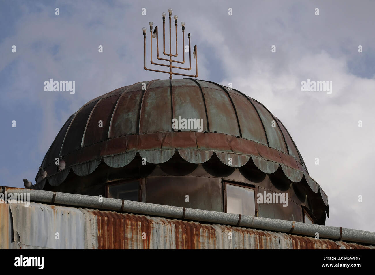 The tin dome of  Beit El Synagogue and Yeshivat haMekubalim a center of kabbalistic study located in Rashi street in the religious neighborhood of Geula. West Jerusalem Israel Stock Photo