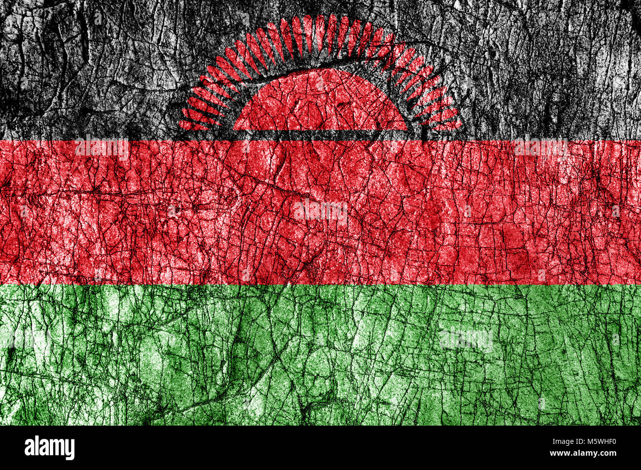 Grudge Stone Painted Malawi Flag Stock Photo Alamy