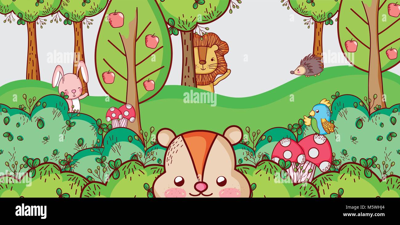 Cute animals in the jungle vector illustration graphic design Stock ...