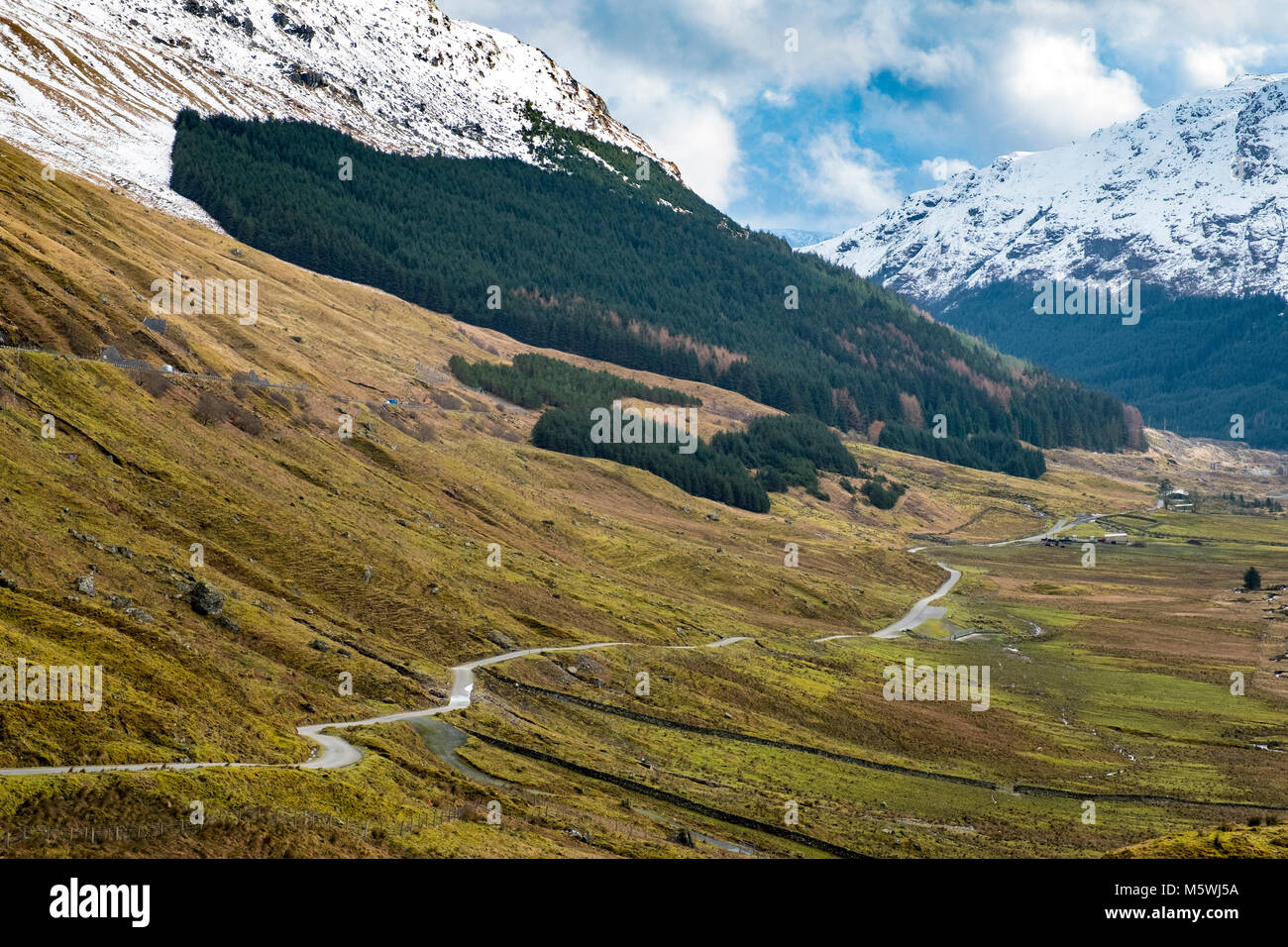 View of old military road in Glen Coe known as Rest and Be Thankful in Argyll and Bute in Scotland, United Kingdom Stock Photo