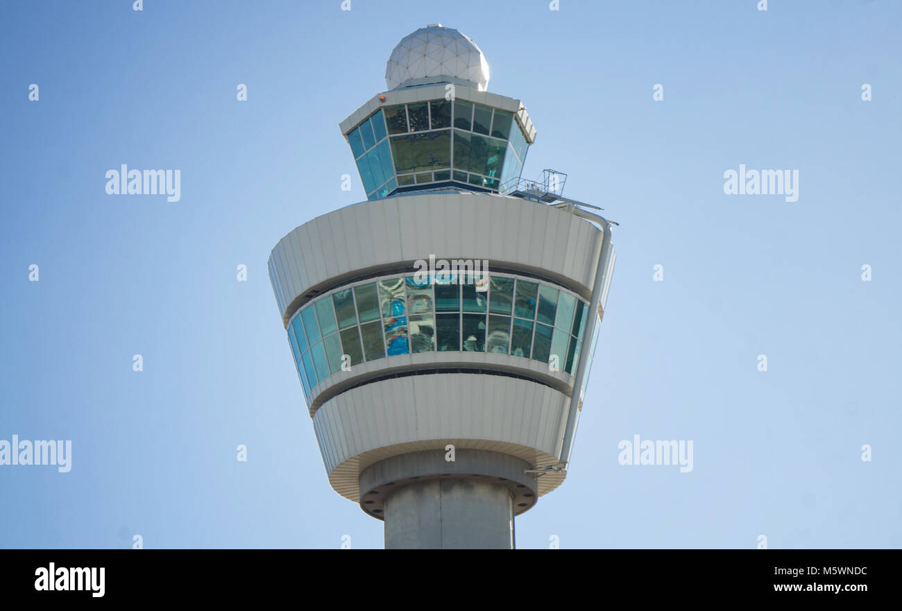 Airtraffic control tower at an international airport Stock Photo